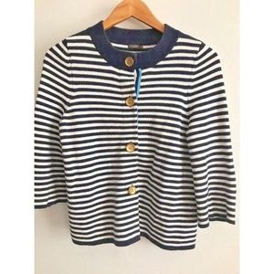 J. McLaughlin Womens Sweater Striped Jacket Size S